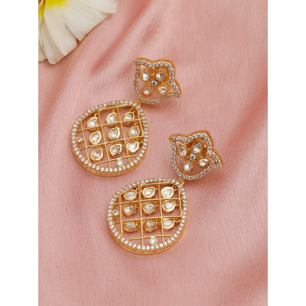 Ruby Raang Studio Jhallar Kundan And Diamond Dangler Earrings