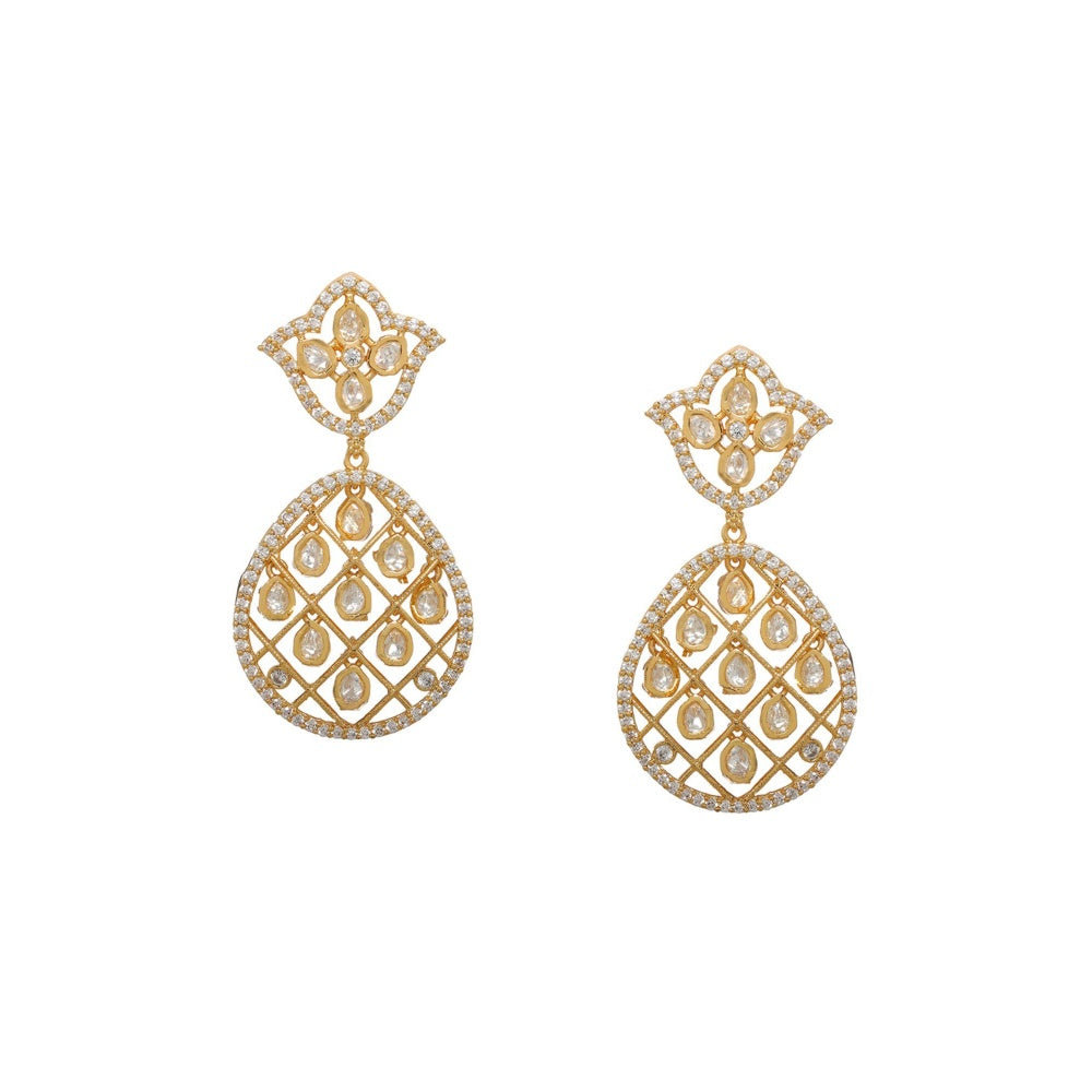 Ruby Raang Studio Jhallar Kundan And Diamond Dangler Earrings