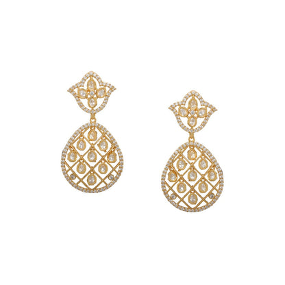 Ruby Raang Studio Jhallar Kundan And Diamond Dangler Earrings
