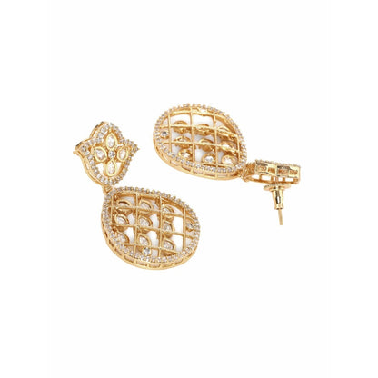 Ruby Raang Studio Jhallar Kundan And Diamond Dangler Earrings