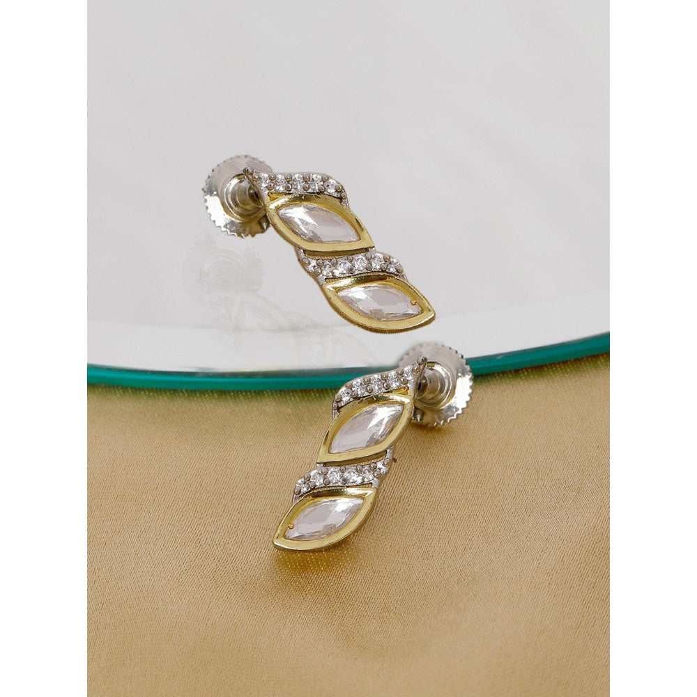 Ruby Raang Studio Boat Shaped Earrings With Diamond In Gold