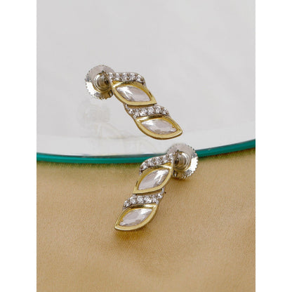 Ruby Raang Studio Boat Shaped Earrings With Diamond In Gold