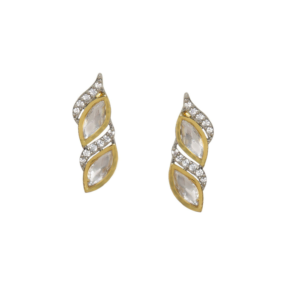 Ruby Raang Studio Boat Shaped Earrings With Diamond In Gold