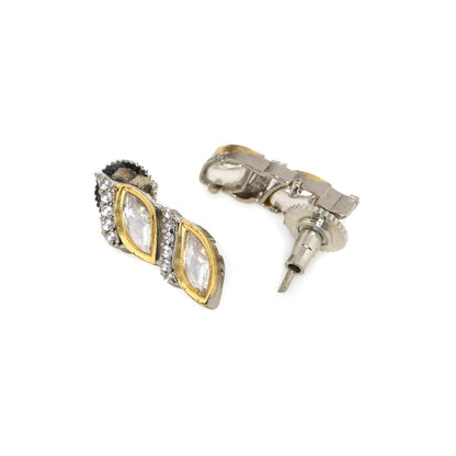 Ruby Raang Studio Boat Shaped Earrings With Diamond In Gold