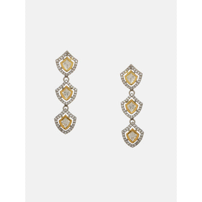 Ruby Raang Studio 3 Tier Kundan And Diamond Earrings