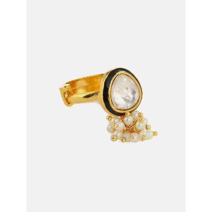 Ruby Raang Studio Kundan Ring With Pearls