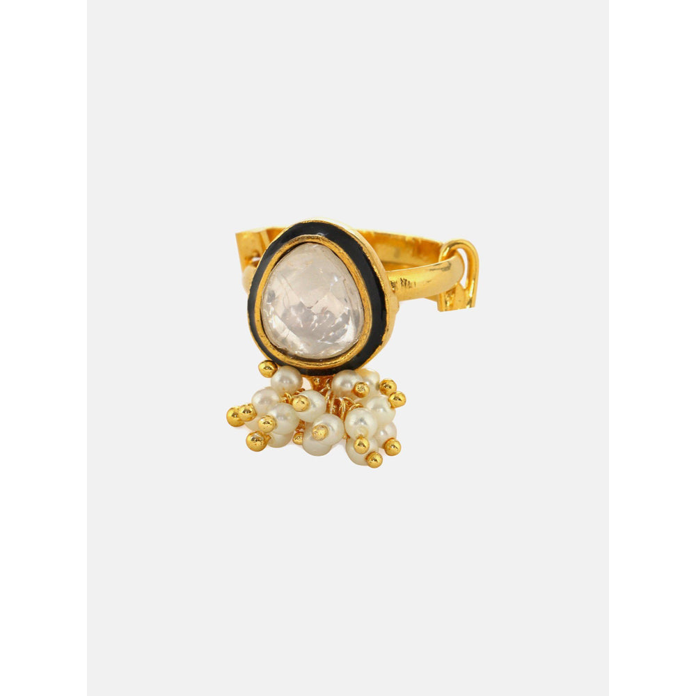 Ruby Raang Studio Kundan Ring With Pearls