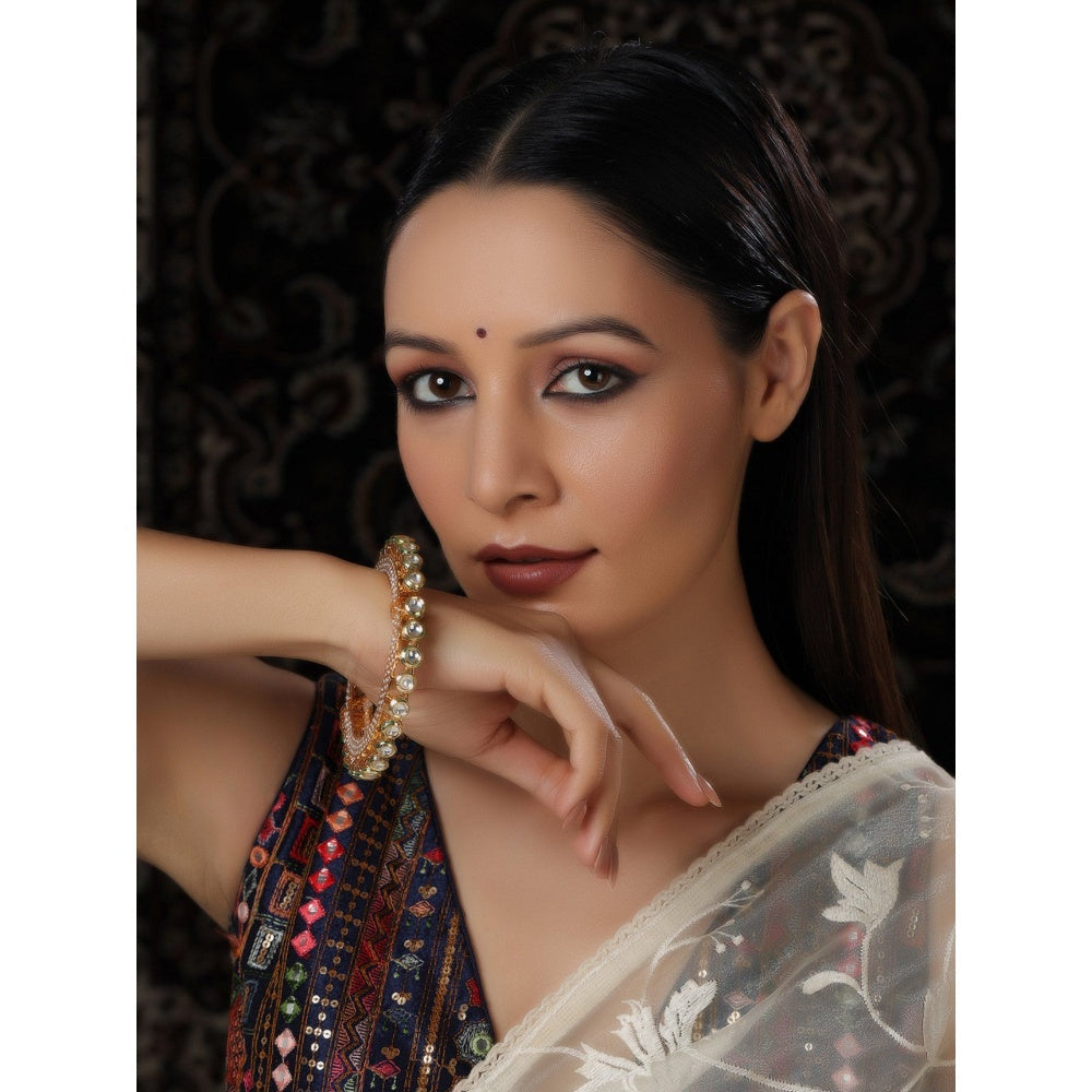 Ruby Raang Studio Kundan And Pearl Studded Bangle