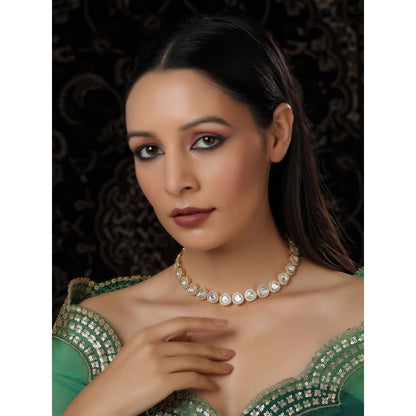 Ruby Raang Studio Kundan And Diamond Necklace In Brass