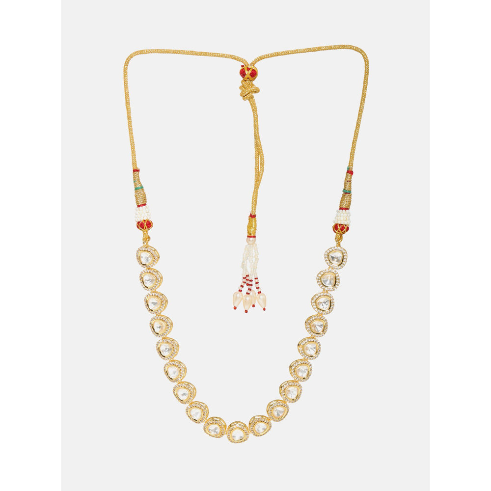 Ruby Raang Studio Kundan And Diamond Necklace In Brass