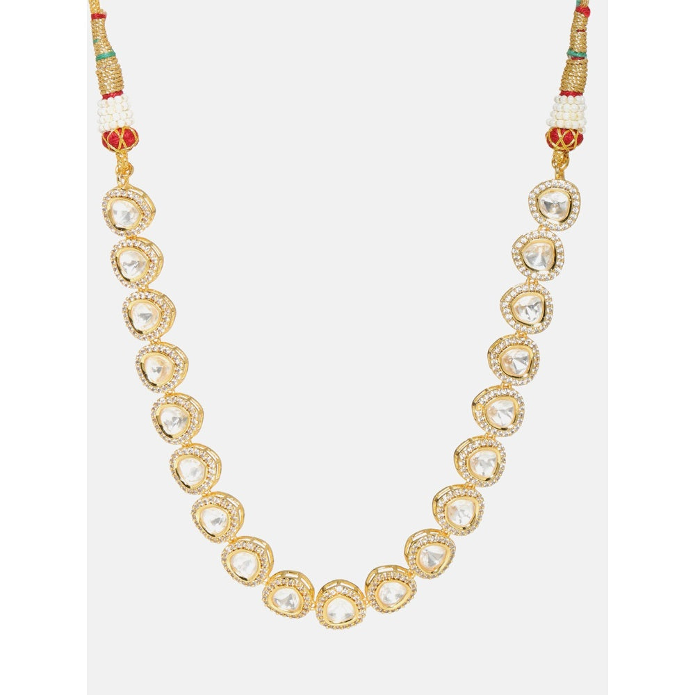 Ruby Raang Studio Kundan And Diamond Necklace In Brass