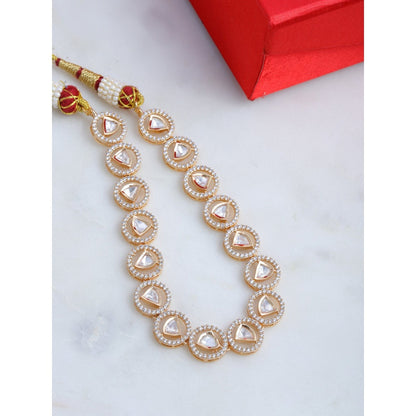 Ruby Raang Studio Patti Shaped Kundan And Round Diamond Necklace