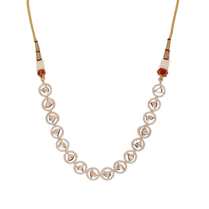 Ruby Raang Studio Patti Shaped Kundan And Round Diamond Necklace