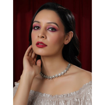 Ruby Raang Studio Silver Kundan And American Diamond Necklace