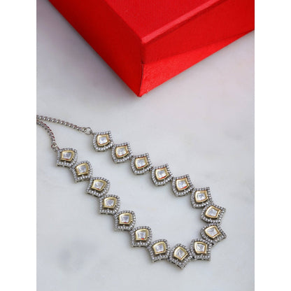 Ruby Raang Studio Silver Kundan And American Diamond Necklace