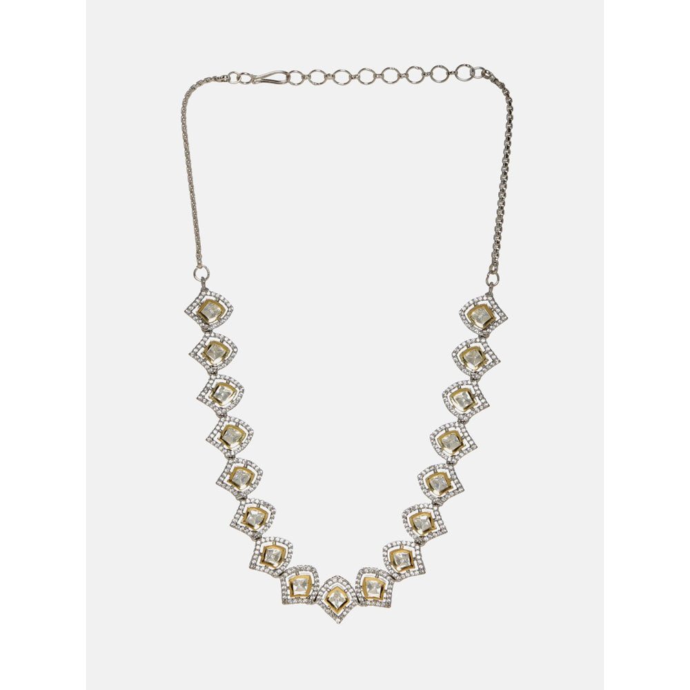Ruby Raang Studio Silver Kundan And American Diamond Necklace