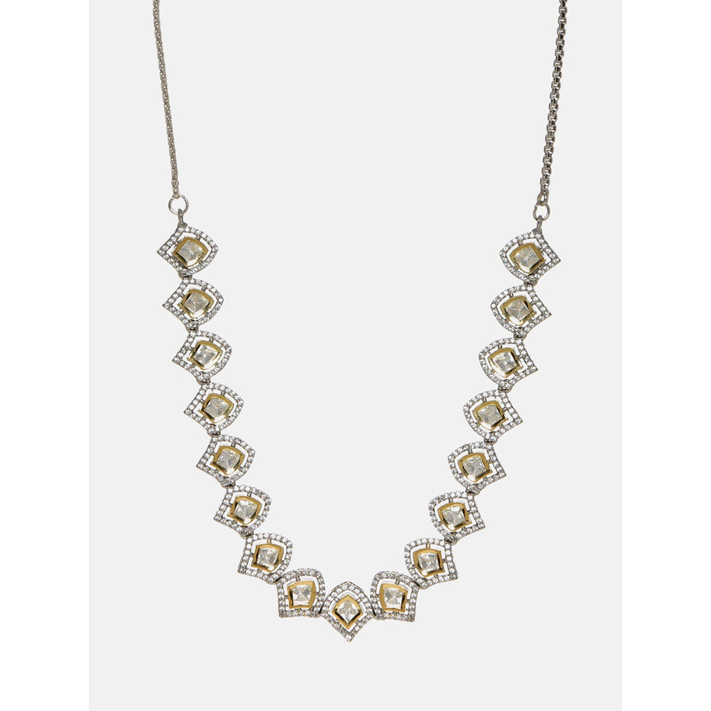 Ruby Raang Studio Silver Kundan And American Diamond Necklace