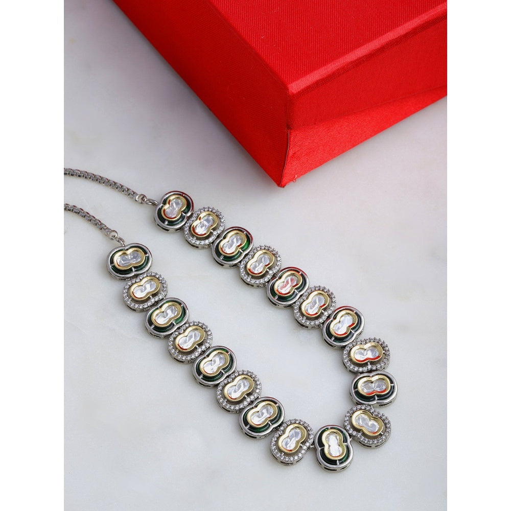 Ruby Raang Studio Muli Kundan Necklace With Meenakari And American Diamonds