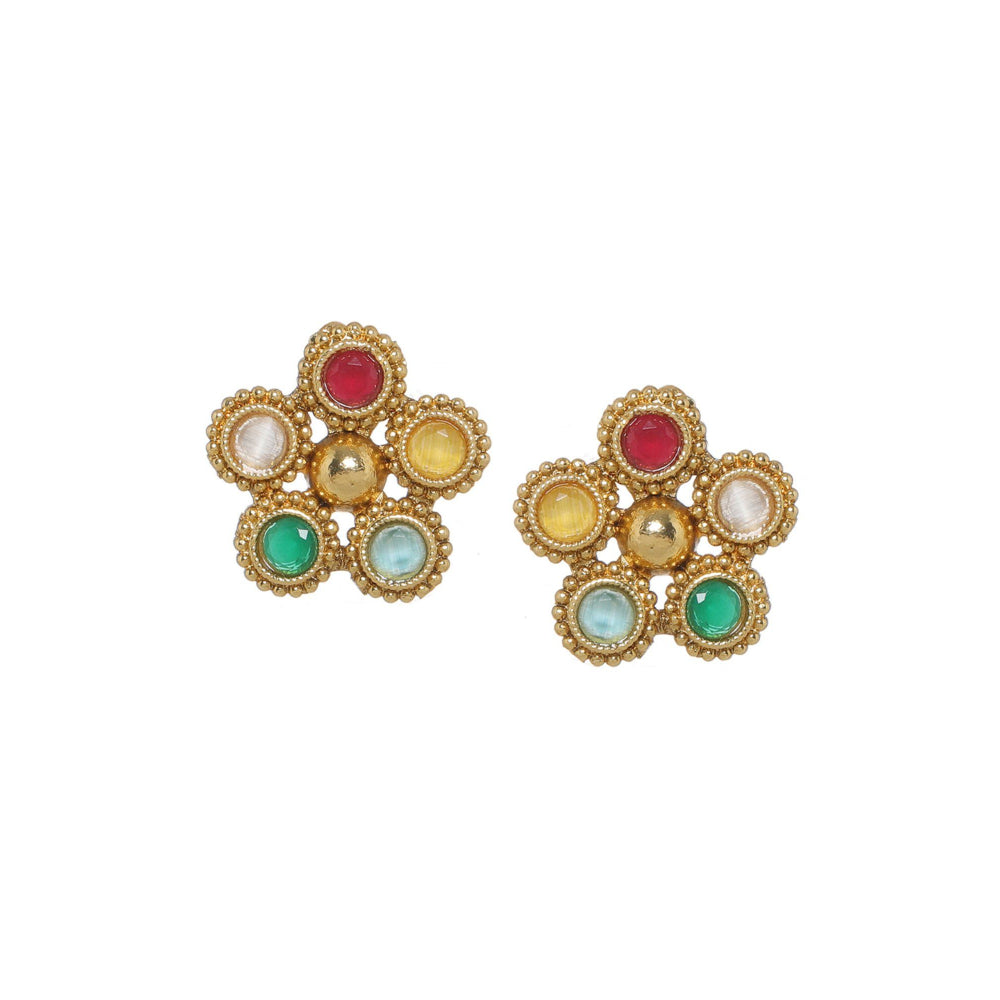 Ruby Raang Studio Multi Coloured Stone In Gold Jewellery Sets