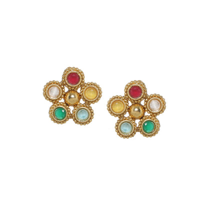 Ruby Raang Studio Multi Coloured Stone In Gold Jewellery Sets