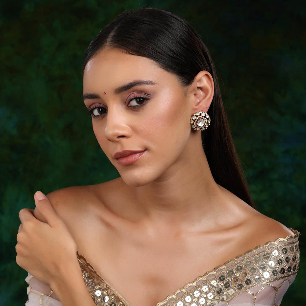 Ruby Raang Studio Kundan Oversized Stud Earrings
