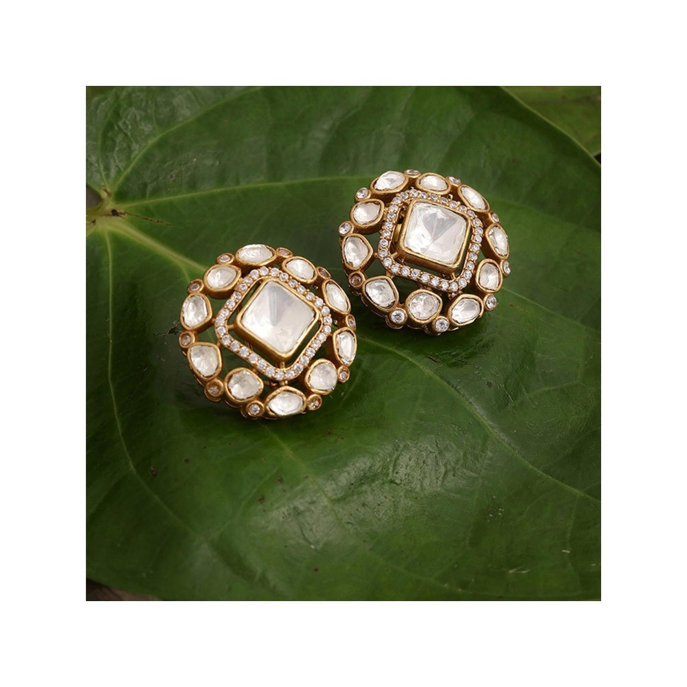Ruby Raang Studio Kundan Oversized Stud Earrings