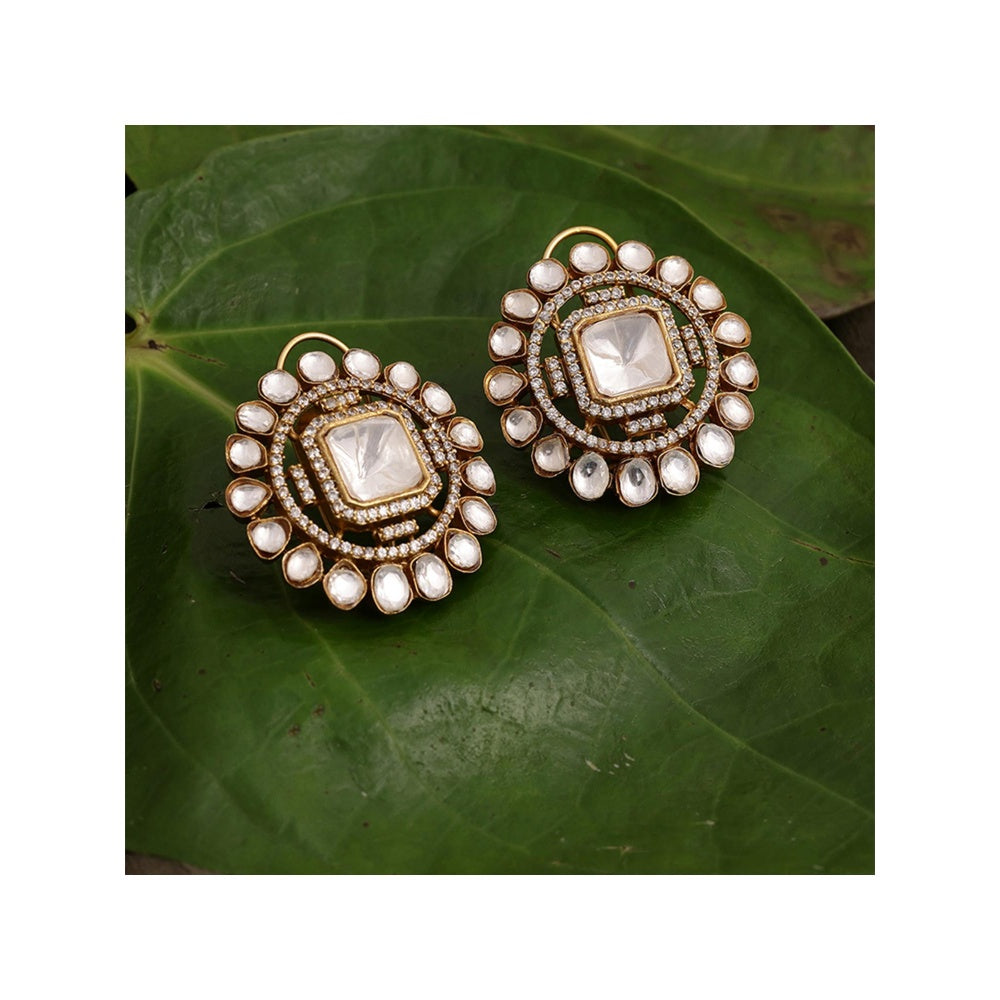 Ruby Raang Studio Round Oversized Kundan Earrings