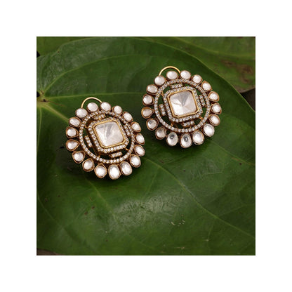 Ruby Raang Studio Round Oversized Kundan Earrings