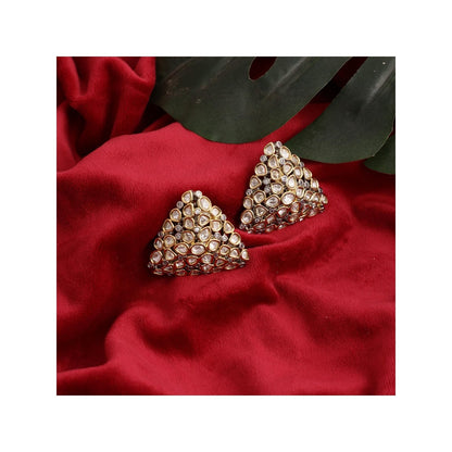 Ruby Raang Studio Triangle Dual Tone Kundan Earrings