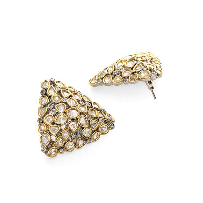 Ruby Raang Studio Triangle Dual Tone Kundan Earrings