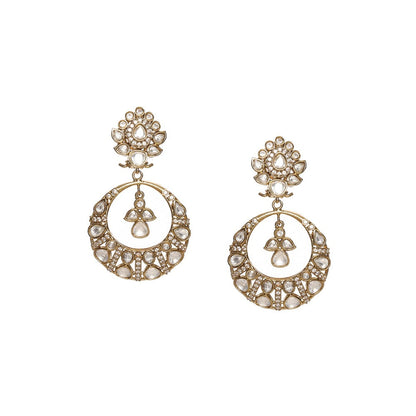 Ruby Raang Studio Chandbali Kundan Earrings White