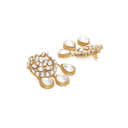 Ruby Raang Studio Chand Kundan Earrings with Teardrops