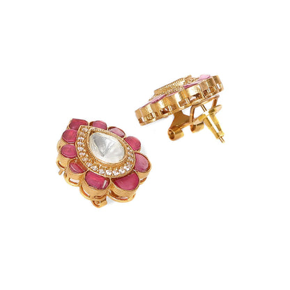 Ruby Raang Studio Tear Drop Maroon Stud Earrings