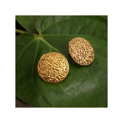 Ruby Raang Studio Round Golden Stud Earrings