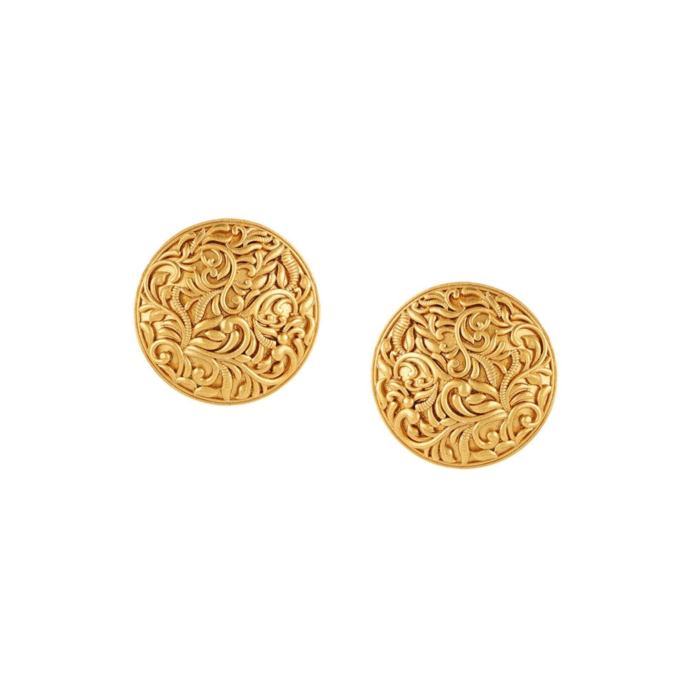 Ruby Raang Studio Round Golden Stud Earrings