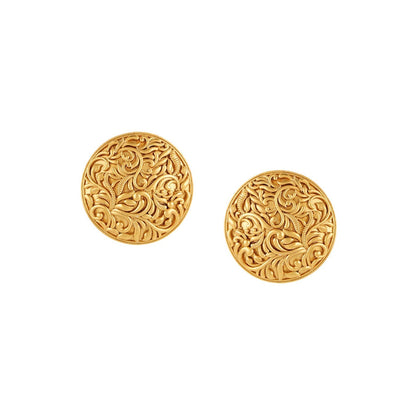 Ruby Raang Studio Round Golden Stud Earrings
