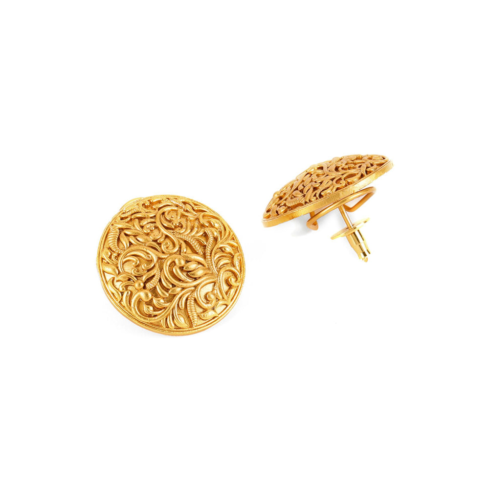 Ruby Raang Studio Round Golden Stud Earrings