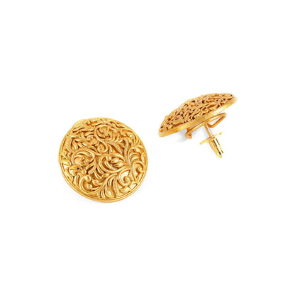 Ruby Raang Studio Round Golden Stud Earrings