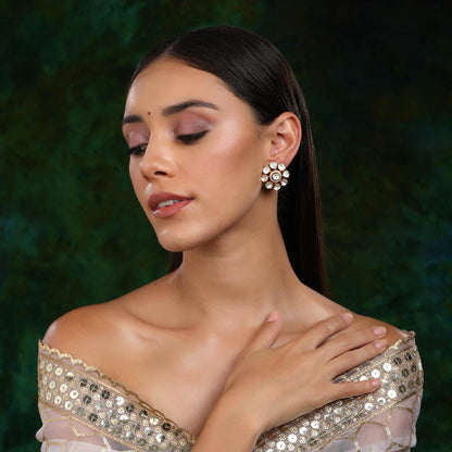 Ruby Raang Studio Oversized Kundan Stud Earrings
