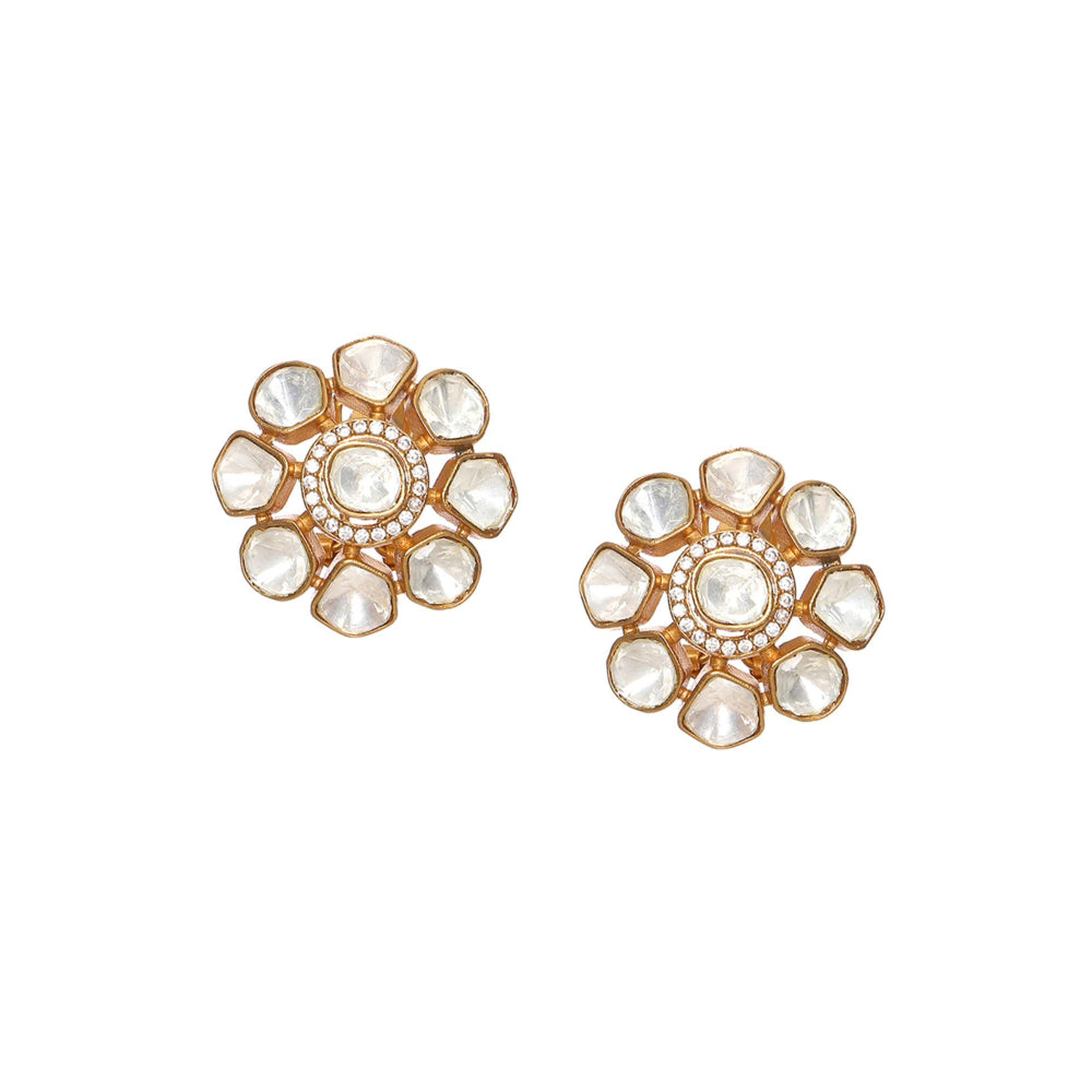 Ruby Raang Studio Oversized Kundan Stud Earrings