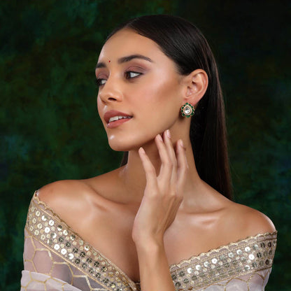 Ruby Raang Studio Tear Drop Green Stud Earrings