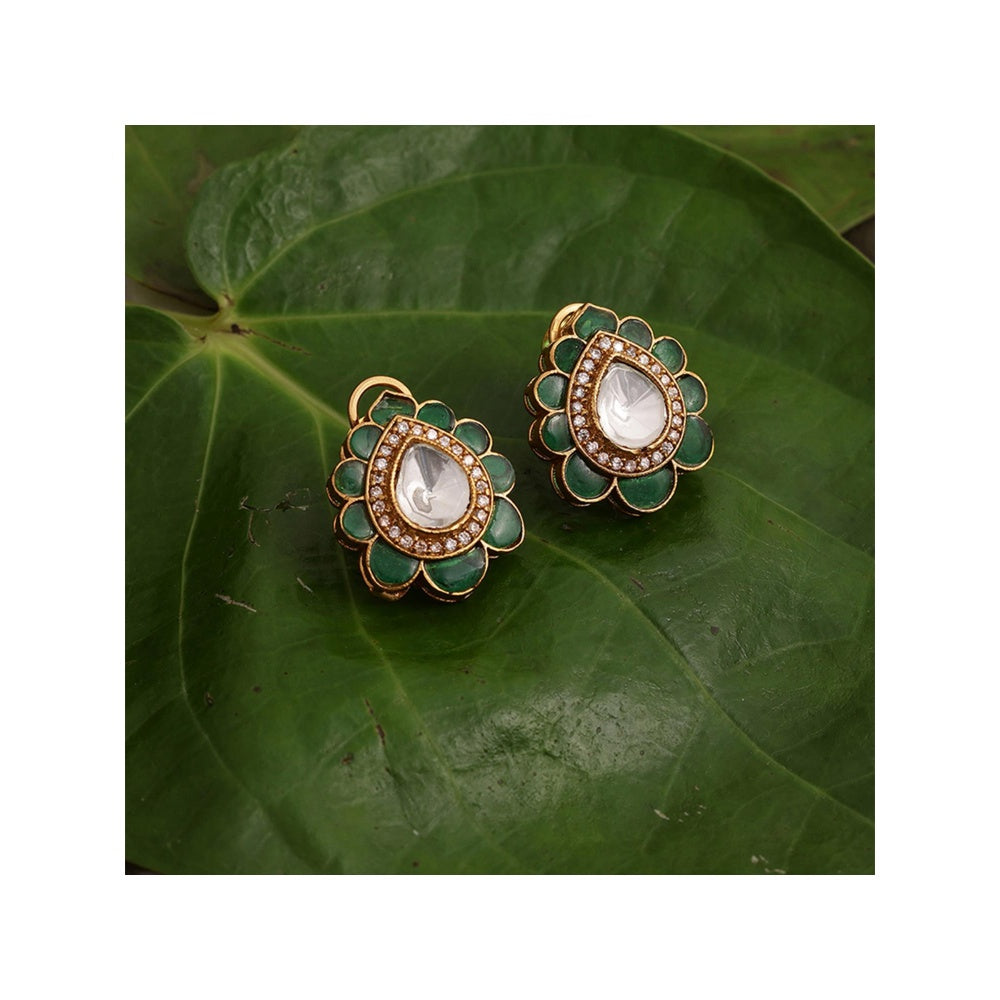 Ruby Raang Studio Tear Drop Green Stud Earrings