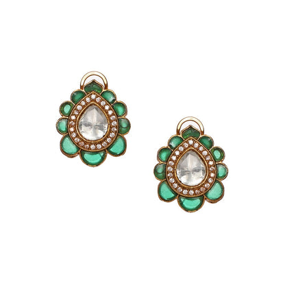 Ruby Raang Studio Tear Drop Green Stud Earrings