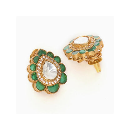 Ruby Raang Studio Tear Drop Green Stud Earrings