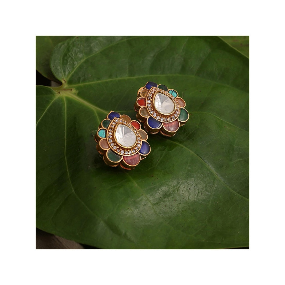 Ruby Raang Studio Tear Drop Multi Stud Earrings