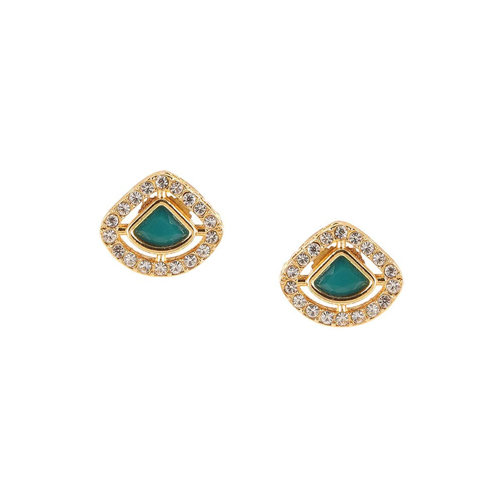 Ruby Raang Studio Kundan Stud Earrings with Green Stone