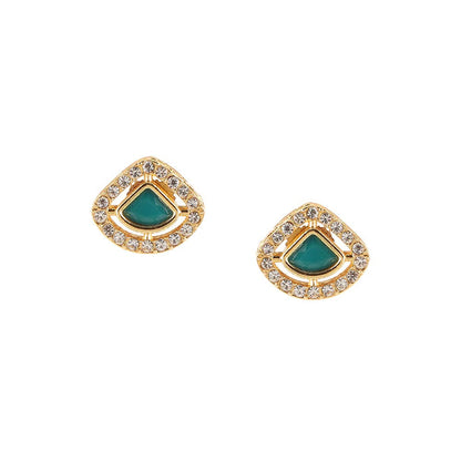 Ruby Raang Studio Kundan Stud Earrings with Green Stone