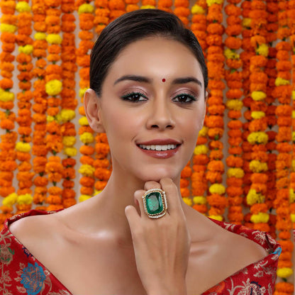 Ruby Raang Studio Oversized Emerald Cocktail Ring
