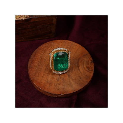 Ruby Raang Studio Oversized Emerald Cocktail Ring