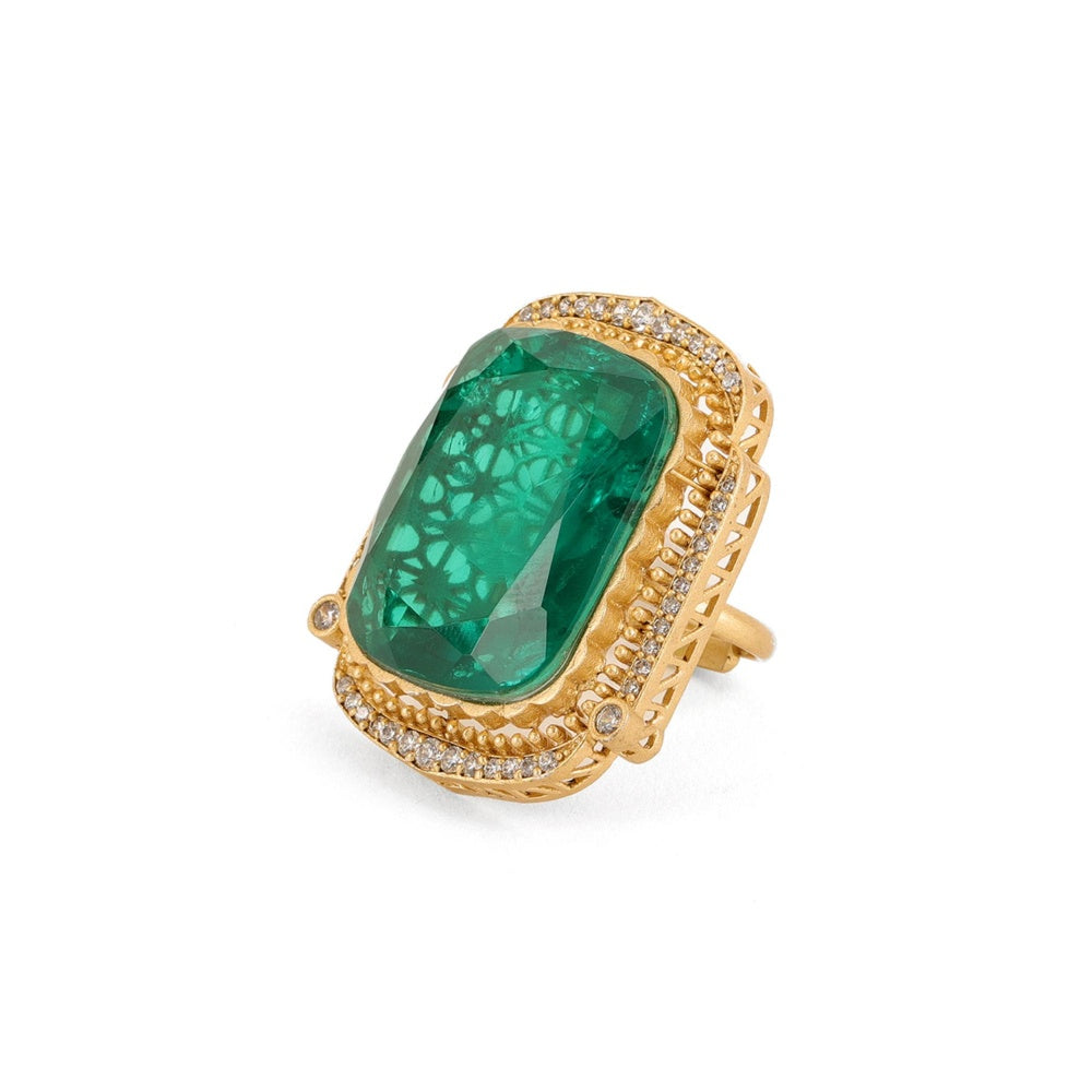Ruby Raang Studio Oversized Emerald Cocktail Ring
